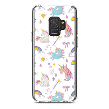 DistinctInk® Clear Shockproof Hybrid Case for Apple iPhone / Samsung Galaxy / Google Pixel - Unicorn Rainbow Wand Pattern - White
