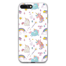 DistinctInk® Clear Shockproof Hybrid Case for Apple iPhone / Samsung Galaxy / Google Pixel - Unicorn Rainbow Wand Pattern - White