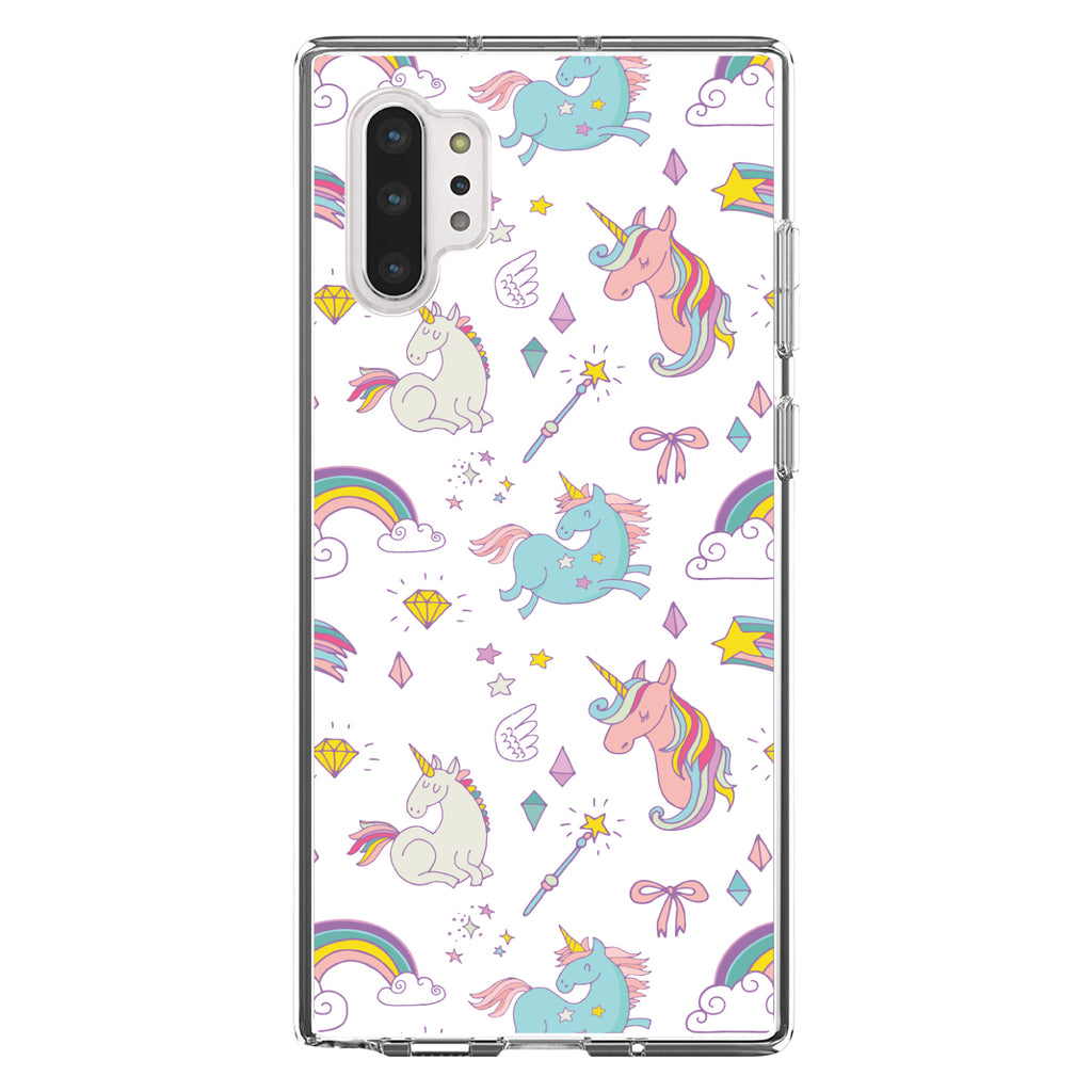 Unicorn Rainbow Wand Pattern, White Clear Shockproof iPhone Case, view 10