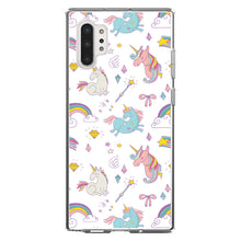 DistinctInk® Clear Shockproof Hybrid Case for Apple iPhone / Samsung Galaxy / Google Pixel - Unicorn Rainbow Wand Pattern - White