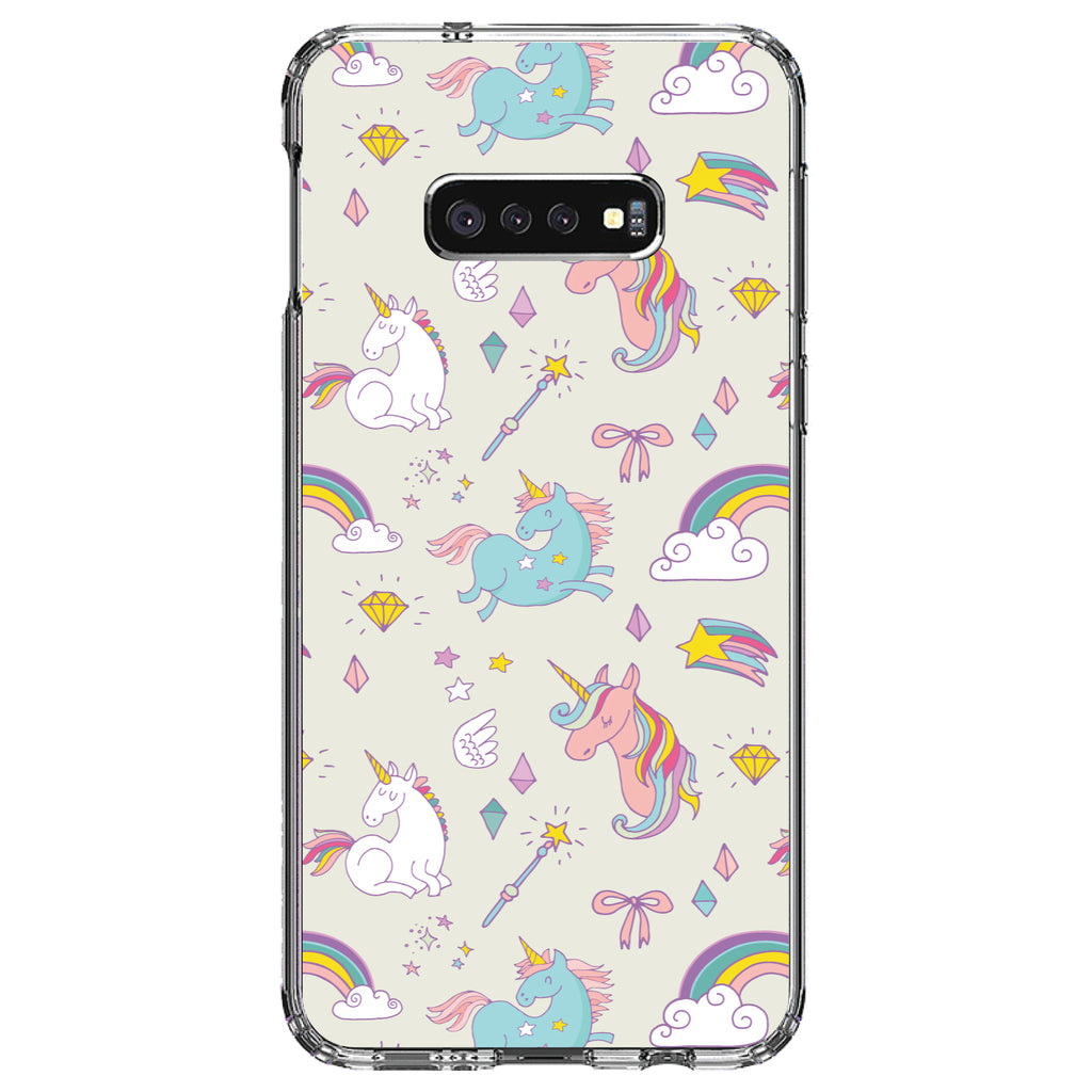 Unicorn Rainbow Wand Pattern, Beige Clear Shockproof iPhone Case, view 18