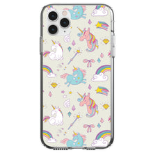 DistinctInk® Clear Shockproof Hybrid Case for Apple iPhone / Samsung Galaxy / Google Pixel - Unicorn Rainbow Wand Pattern - Beige