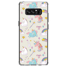 DistinctInk® Clear Shockproof Hybrid Case for Apple iPhone / Samsung Galaxy / Google Pixel - Unicorn Rainbow Wand Pattern - Beige