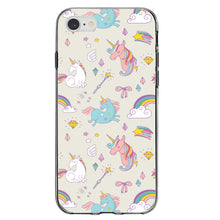 DistinctInk® Clear Shockproof Hybrid Case for Apple iPhone / Samsung Galaxy / Google Pixel - Unicorn Rainbow Wand Pattern - Beige