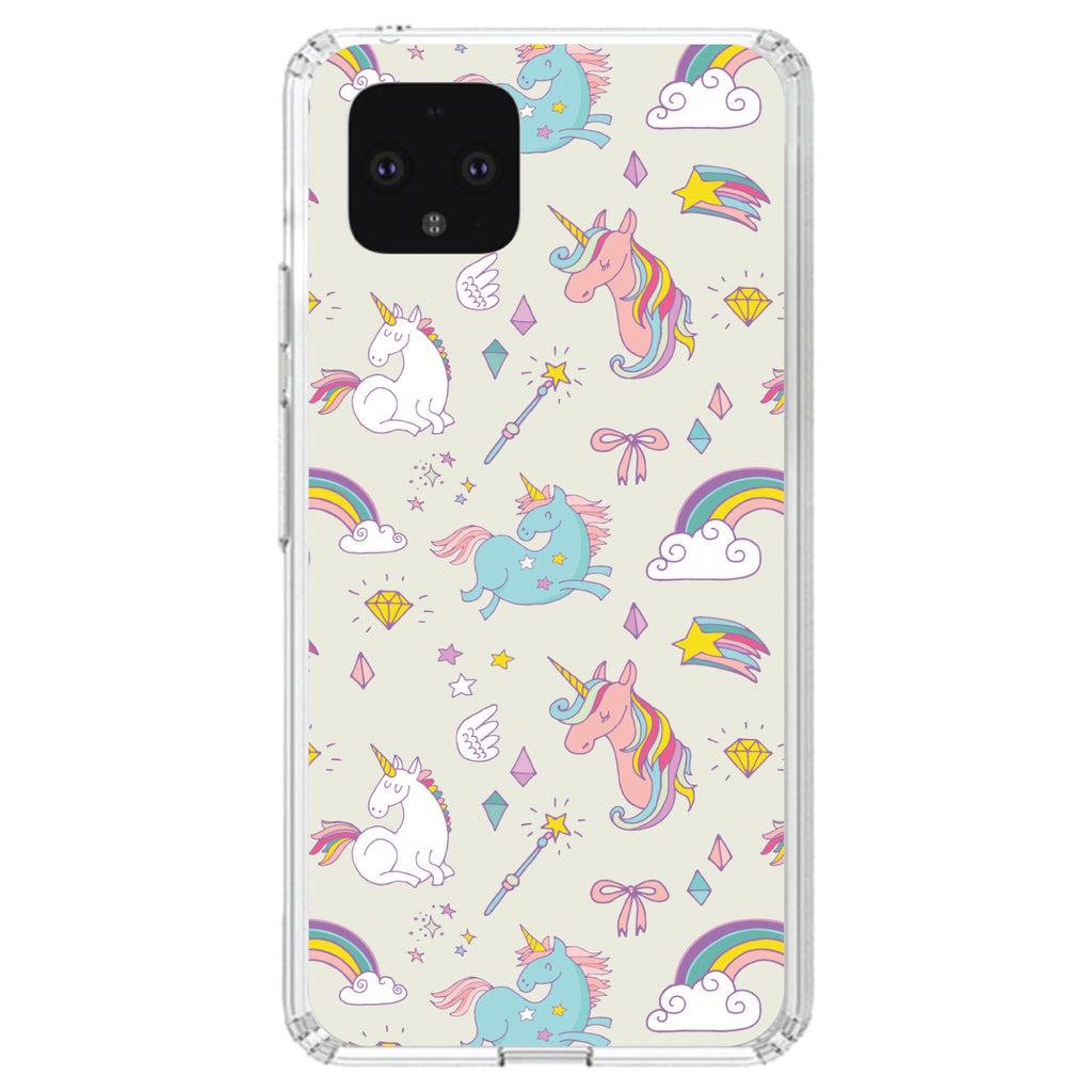 Unicorn Rainbow Wand Pattern, Beige Clear Shockproof iPhone Case, view 24