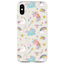 DistinctInk® Clear Shockproof Hybrid Case for Apple iPhone / Samsung Galaxy / Google Pixel - Unicorn Rainbow Wand Pattern - Beige