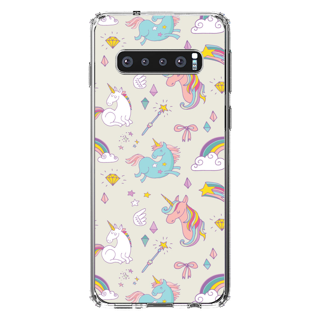 Unicorn Rainbow Wand Pattern, Beige Clear Shockproof iPhone Case, view 16
