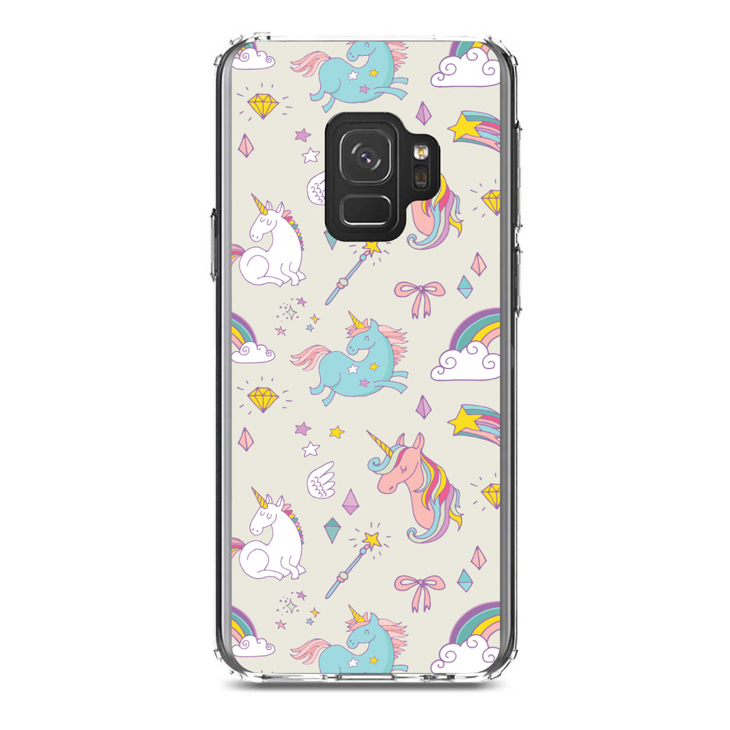 Unicorn Rainbow Wand Pattern, Beige Clear Shockproof iPhone Case, view 19