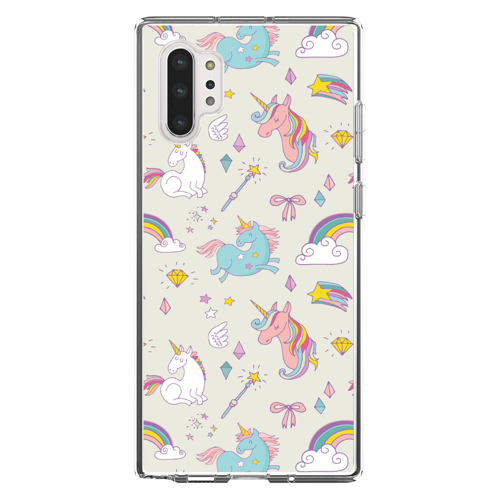 Unicorn Rainbow Wand Pattern, Beige Clear Shockproof iPhone Case, view 10