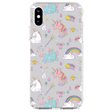 DistinctInk® Clear Shockproof Hybrid Case for Apple iPhone / Samsung Galaxy / Google Pixel - Unicorn Rainbow Wand Pattern - Grey