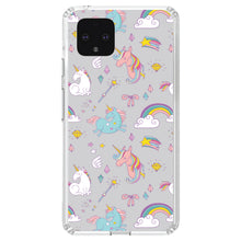 DistinctInk® Clear Shockproof Hybrid Case for Apple iPhone / Samsung Galaxy / Google Pixel - Unicorn Rainbow Wand Pattern - Grey