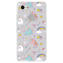 DistinctInk® Clear Shockproof Hybrid Case for Apple iPhone / Samsung Galaxy / Google Pixel - Unicorn Rainbow Wand Pattern - Grey