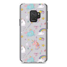 DistinctInk® Clear Shockproof Hybrid Case for Apple iPhone / Samsung Galaxy / Google Pixel - Unicorn Rainbow Wand Pattern - Grey