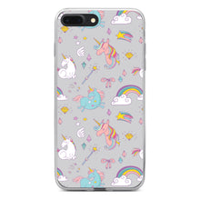 DistinctInk® Clear Shockproof Hybrid Case for Apple iPhone / Samsung Galaxy / Google Pixel - Unicorn Rainbow Wand Pattern - Grey