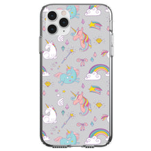 DistinctInk® Clear Shockproof Hybrid Case for Apple iPhone / Samsung Galaxy / Google Pixel - Unicorn Rainbow Wand Pattern - Grey