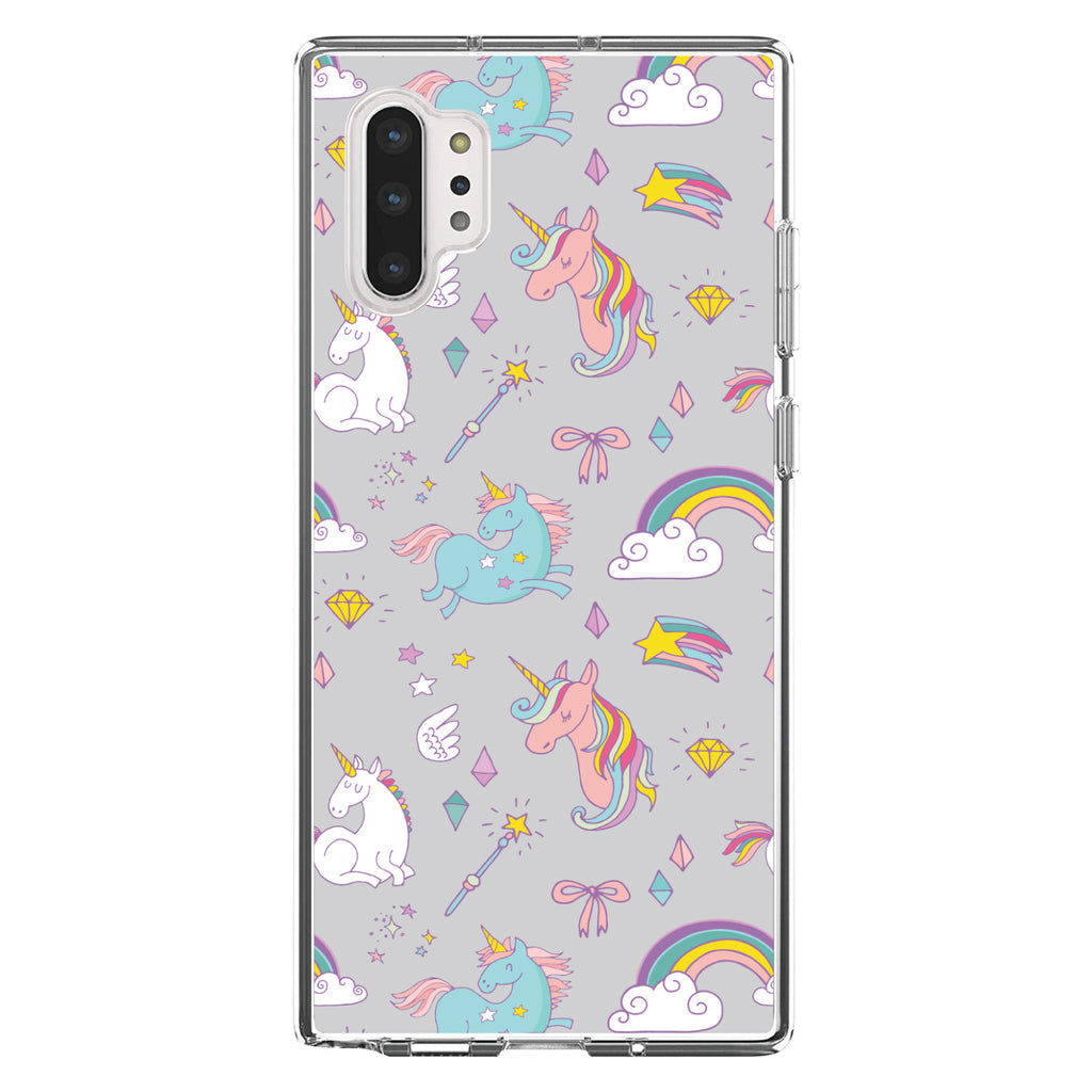 Unicorn Rainbow Wand Pattern, Grey Clear Shockproof iPhone Case, view 10