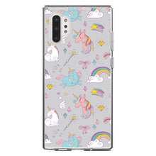 DistinctInk® Clear Shockproof Hybrid Case for Apple iPhone / Samsung Galaxy / Google Pixel - Unicorn Rainbow Wand Pattern - Grey