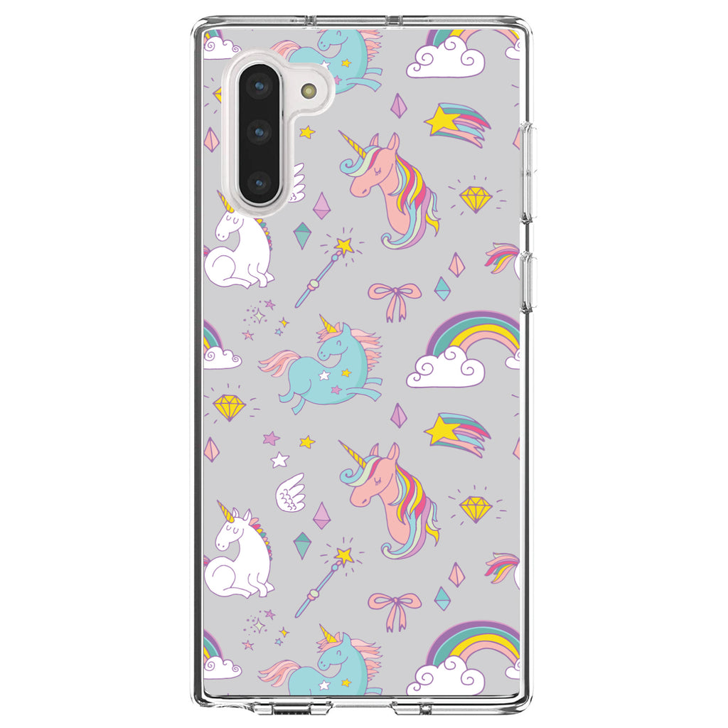 Unicorn Rainbow Wand Pattern, Grey Clear Shockproof iPhone Case, view 9