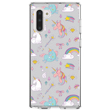 DistinctInk® Clear Shockproof Hybrid Case for Apple iPhone / Samsung Galaxy / Google Pixel - Unicorn Rainbow Wand Pattern - Grey