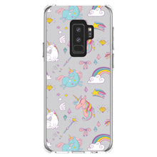 DistinctInk® Clear Shockproof Hybrid Case for Apple iPhone / Samsung Galaxy / Google Pixel - Unicorn Rainbow Wand Pattern - Grey