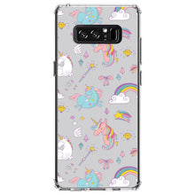 DistinctInk® Clear Shockproof Hybrid Case for Apple iPhone / Samsung Galaxy / Google Pixel - Unicorn Rainbow Wand Pattern - Grey