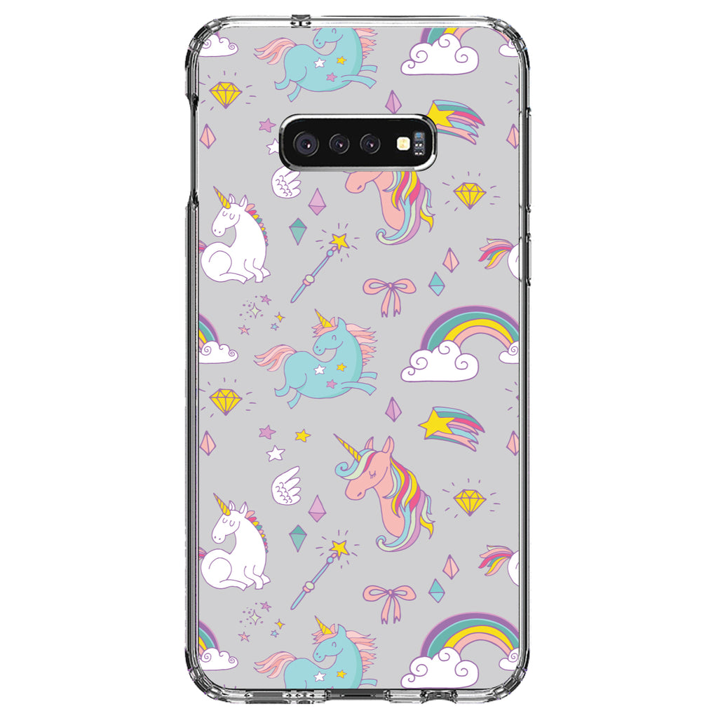 Unicorn Rainbow Wand Pattern, Grey Clear Shockproof iPhone Case, view 18
