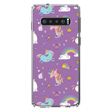 DistinctInk® Clear Shockproof Hybrid Case for Apple iPhone / Samsung Galaxy / Google Pixel - Unicorn Rainbow Wand Pattern - Purple