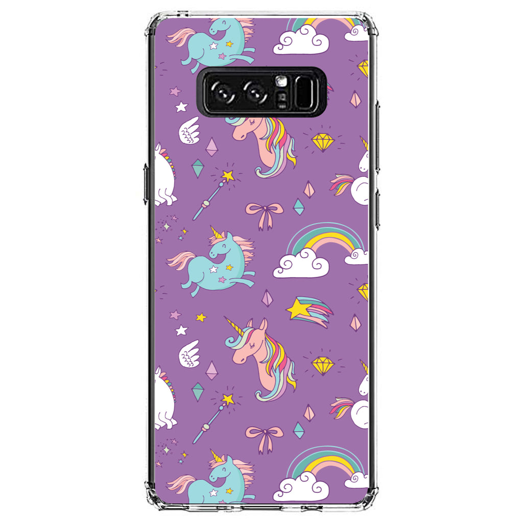 Unicorn Rainbow Wand Pattern, Purple Clear Shockproof iPhone Case, view 12