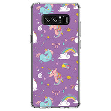 DistinctInk® Clear Shockproof Hybrid Case for Apple iPhone / Samsung Galaxy / Google Pixel - Unicorn Rainbow Wand Pattern - Purple