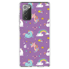 DistinctInk® Clear Shockproof Hybrid Case for Apple iPhone / Samsung Galaxy / Google Pixel - Unicorn Rainbow Wand Pattern - Purple