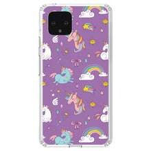 DistinctInk® Clear Shockproof Hybrid Case for Apple iPhone / Samsung Galaxy / Google Pixel - Unicorn Rainbow Wand Pattern - Purple