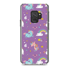 DistinctInk® Clear Shockproof Hybrid Case for Apple iPhone / Samsung Galaxy / Google Pixel - Unicorn Rainbow Wand Pattern - Purple