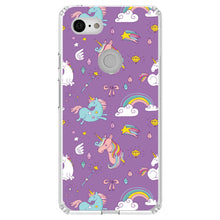 DistinctInk® Clear Shockproof Hybrid Case for Apple iPhone / Samsung Galaxy / Google Pixel - Unicorn Rainbow Wand Pattern - Purple