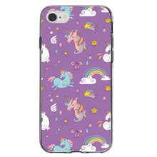 DistinctInk® Clear Shockproof Hybrid Case for Apple iPhone / Samsung Galaxy / Google Pixel - Unicorn Rainbow Wand Pattern - Purple