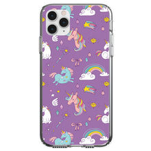 DistinctInk® Clear Shockproof Hybrid Case for Apple iPhone / Samsung Galaxy / Google Pixel - Unicorn Rainbow Wand Pattern - Purple