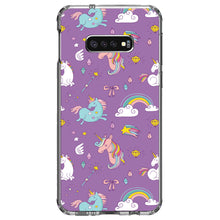 DistinctInk® Clear Shockproof Hybrid Case for Apple iPhone / Samsung Galaxy / Google Pixel - Unicorn Rainbow Wand Pattern - Purple