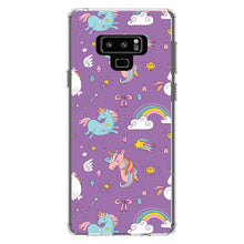 DistinctInk® Clear Shockproof Hybrid Case for Apple iPhone / Samsung Galaxy / Google Pixel - Unicorn Rainbow Wand Pattern - Purple