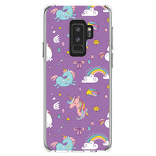 DistinctInk® Clear Shockproof Hybrid Case for Apple iPhone / Samsung Galaxy / Google Pixel - Unicorn Rainbow Wand Pattern - Purple