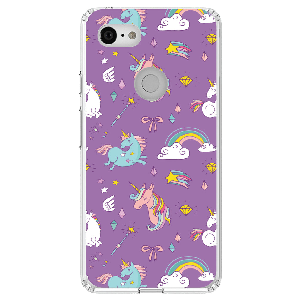 Unicorn Rainbow Wand Pattern, Purple Clear Shockproof iPhone Case, view 22