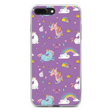 DistinctInk® Clear Shockproof Hybrid Case for Apple iPhone / Samsung Galaxy / Google Pixel - Unicorn Rainbow Wand Pattern - Purple