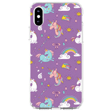 DistinctInk® Clear Shockproof Hybrid Case for Apple iPhone / Samsung Galaxy / Google Pixel - Unicorn Rainbow Wand Pattern - Purple