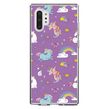 DistinctInk® Clear Shockproof Hybrid Case for Apple iPhone / Samsung Galaxy / Google Pixel - Unicorn Rainbow Wand Pattern - Purple