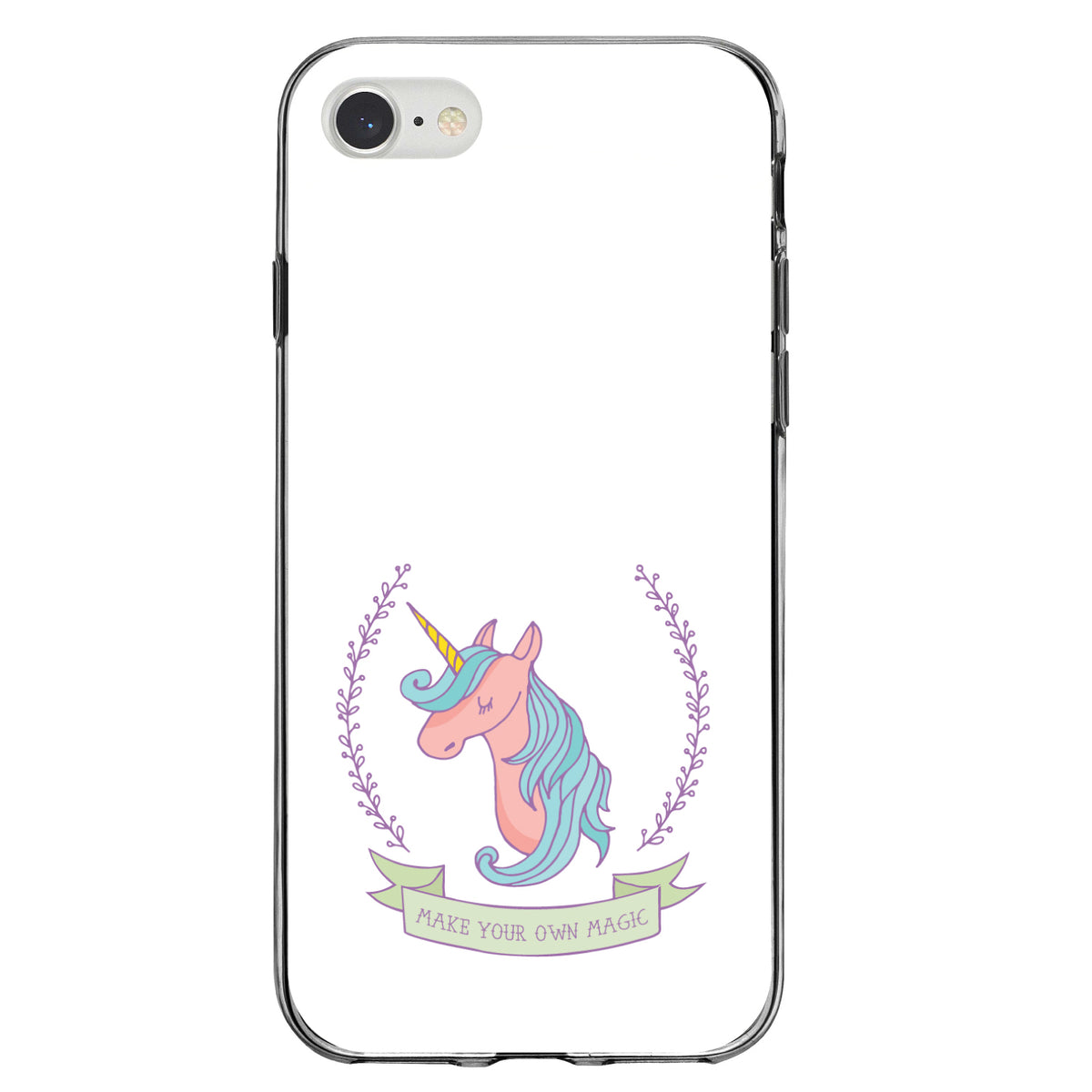 Unicorn, Make Your Own Magic, White Clear Shockproof iPhone Case, view 5