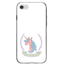DistinctInk® Clear Shockproof Hybrid Case for Apple iPhone / Samsung Galaxy / Google Pixel - Unicorn - Make Your Own Magic - White