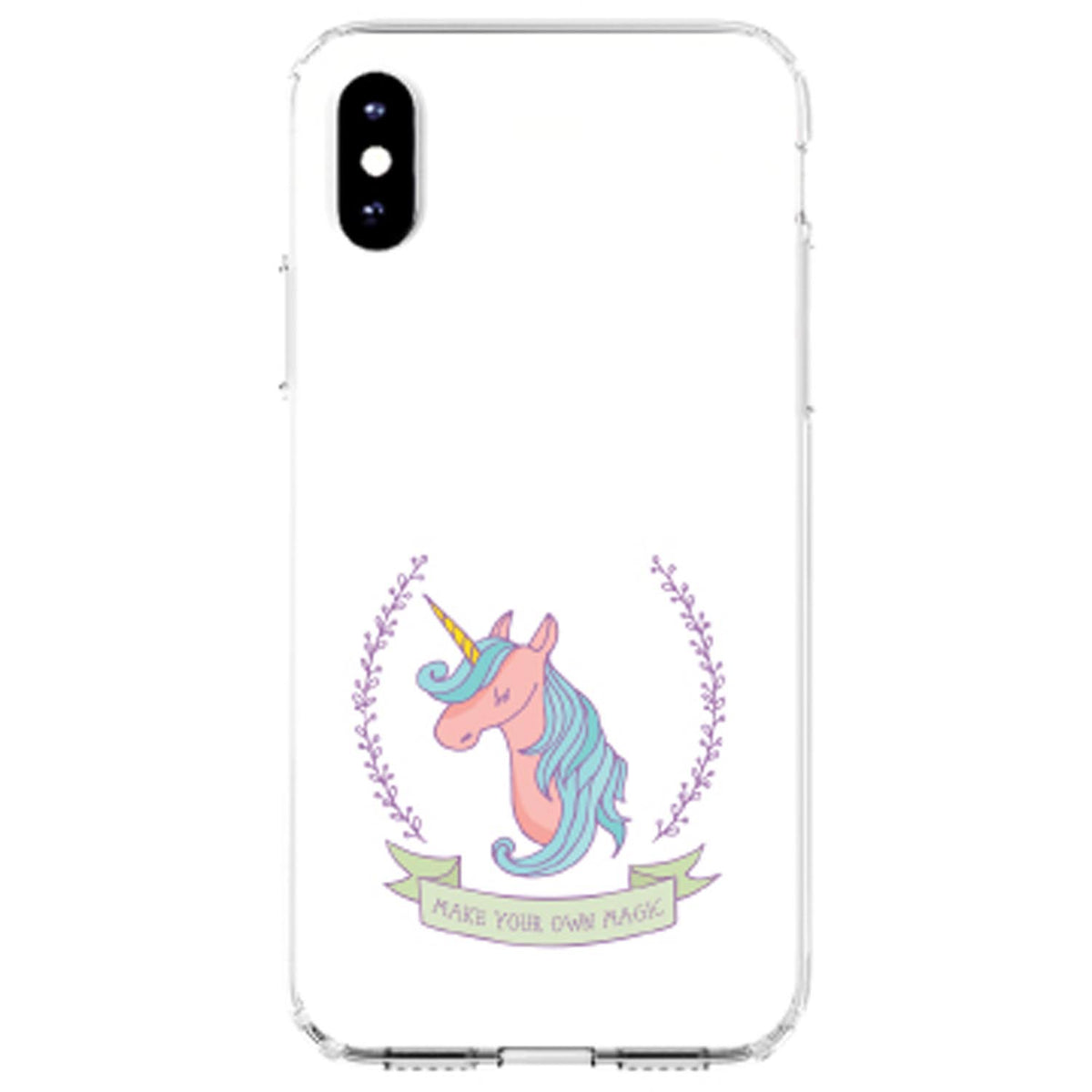 Unicorn, Make Your Own Magic, White Clear Shockproof iPhone Case, view 3
