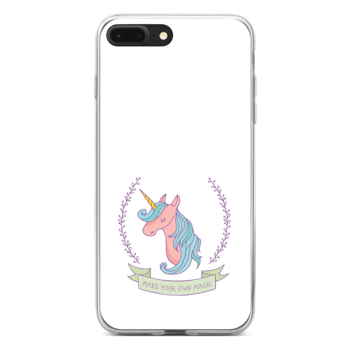 Unicorn, Make Your Own Magic, White Clear Shockproof iPhone Case, view 6