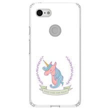 DistinctInk® Clear Shockproof Hybrid Case for Apple iPhone / Samsung Galaxy / Google Pixel - Unicorn - Make Your Own Magic - White