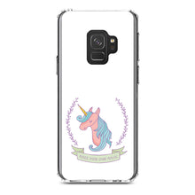 DistinctInk® Clear Shockproof Hybrid Case for Apple iPhone / Samsung Galaxy / Google Pixel - Unicorn - Make Your Own Magic - White