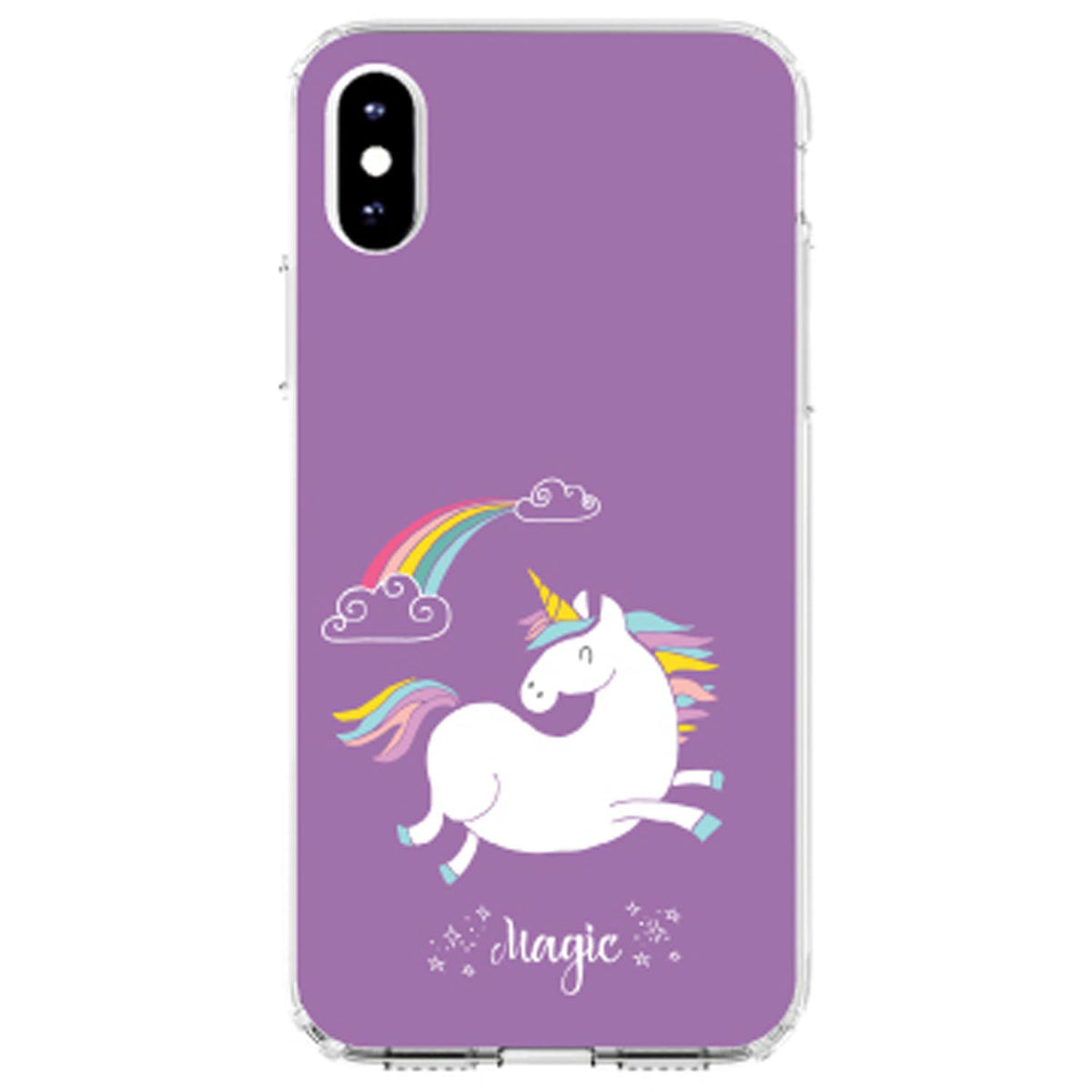Unicorn, Rainbown, Magic, Purple Clear Shockproof iPhone Case, view 4