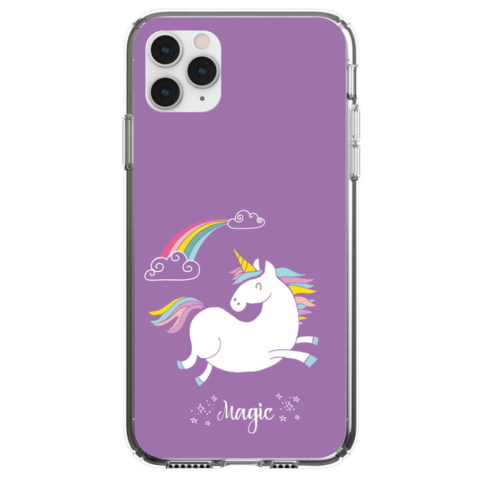 DistinctInk® Clear Shockproof Hybrid Case for Apple iPhone / Samsung Galaxy / Google Pixel - Unicorn - Rainbown - Magic - Purple